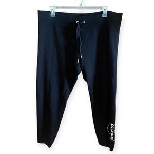 CK Calvin Klein Plus Size XXL Black Leopard Print Logo Pants